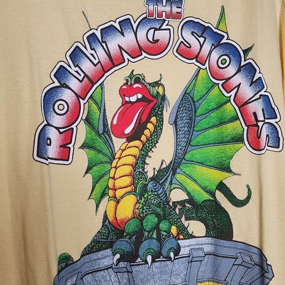 6X 30W Torrid Yellow The Rolling Stones Crew Neck Tank Dragon Lips Band Classic - Picture 3 of 7